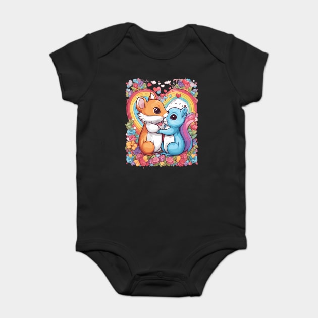 Romantic Couple Squirrel Baby Bodysuit by animegirlnft